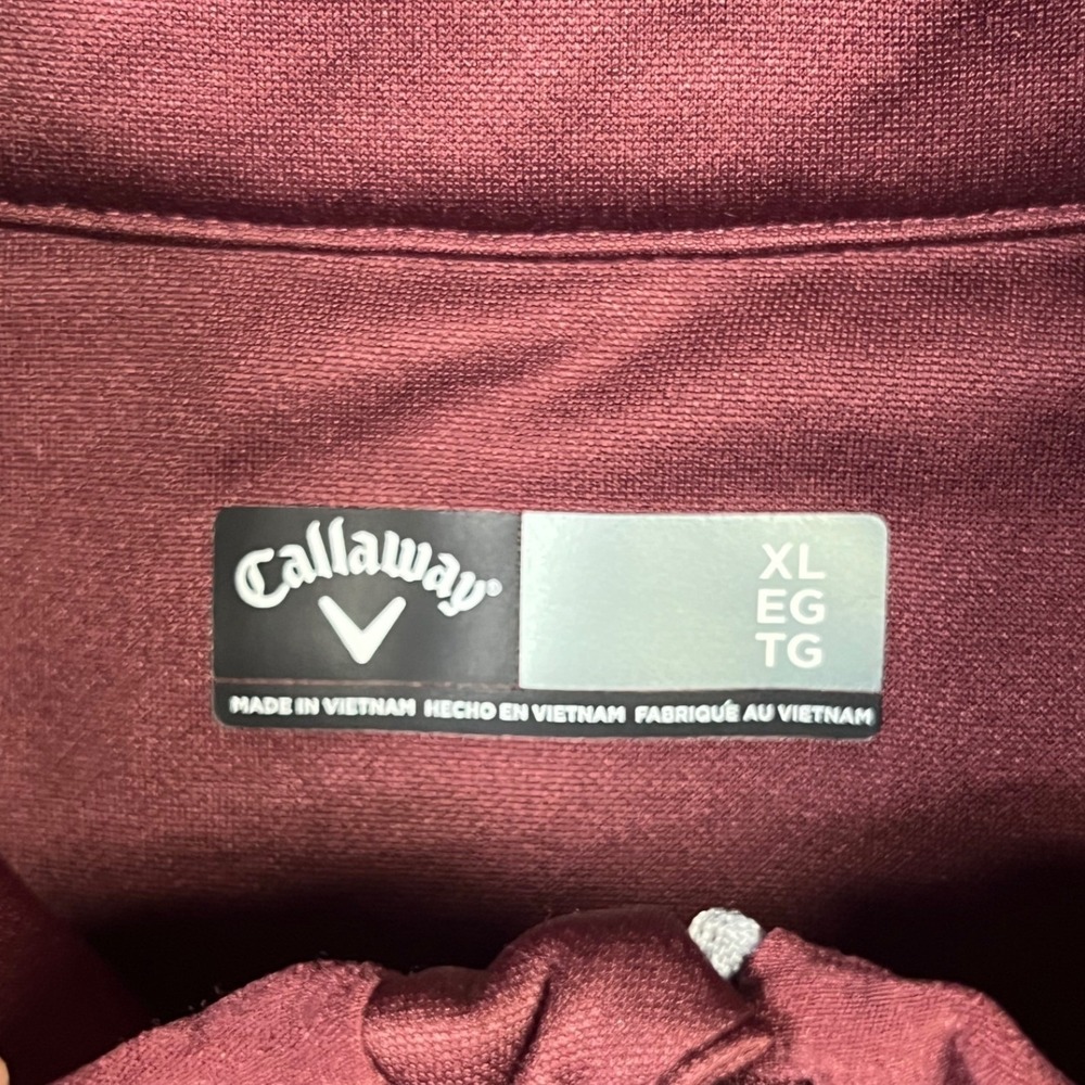 Callaway Pullover Mens XL Maroon Quarter Zip Textured Ribbed Performance New - Picture 5 of 9